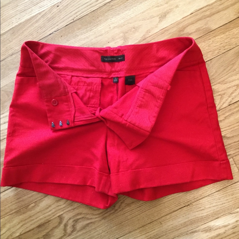 Red The Limited shorts with cuff.